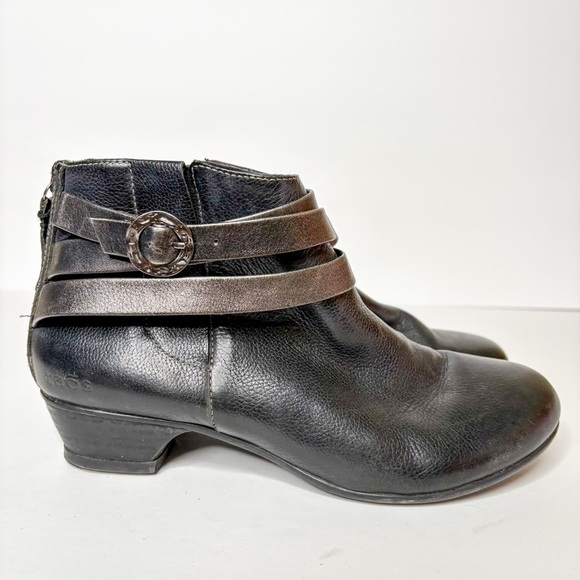 Taos Bolero Heeled Black Leather Ankle Boots Size 7 38 - Picture 1 of 6